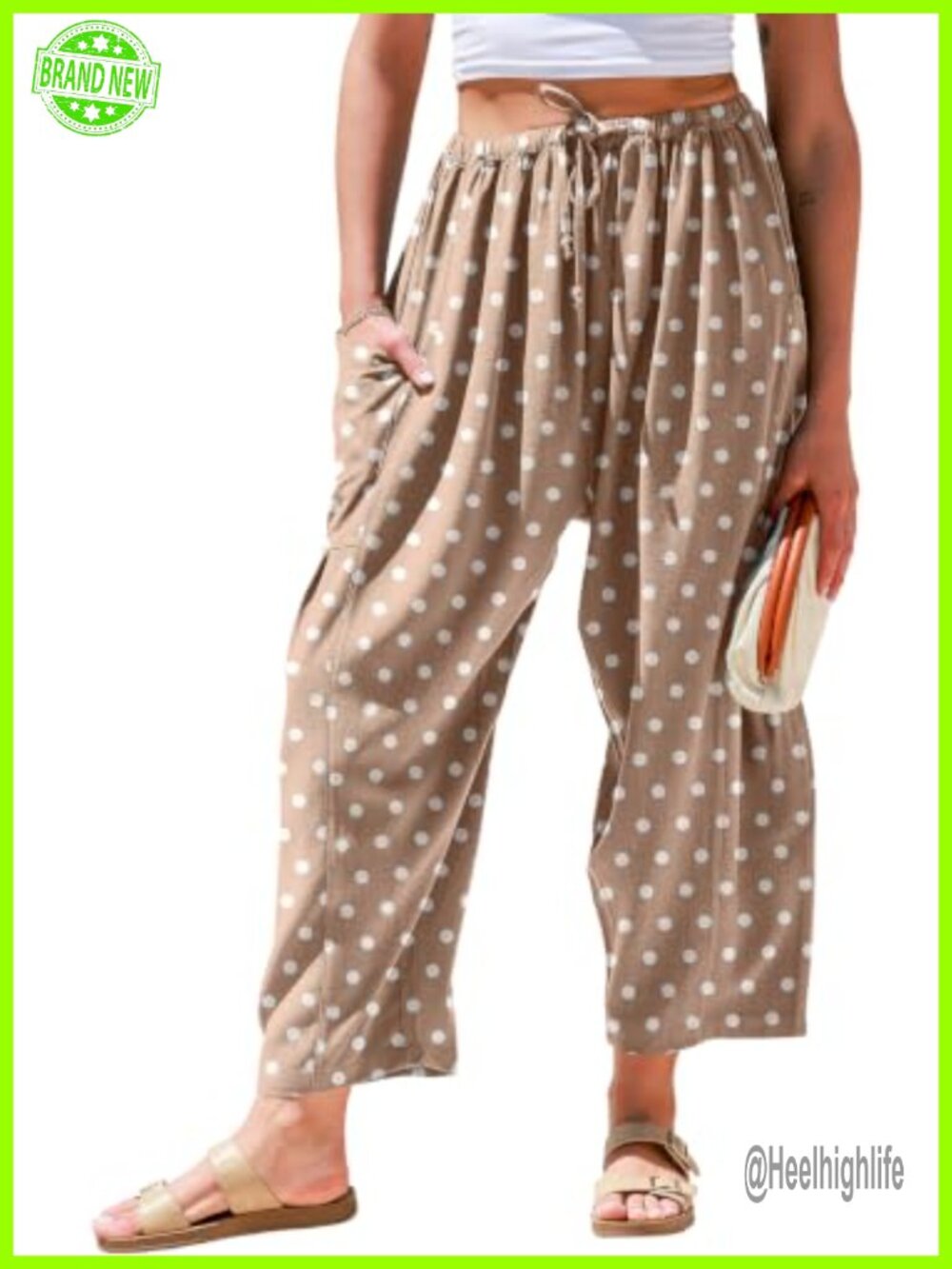 Wide Leg Linen Blend Palazzo Pants with Pockets Elastic Drawstring